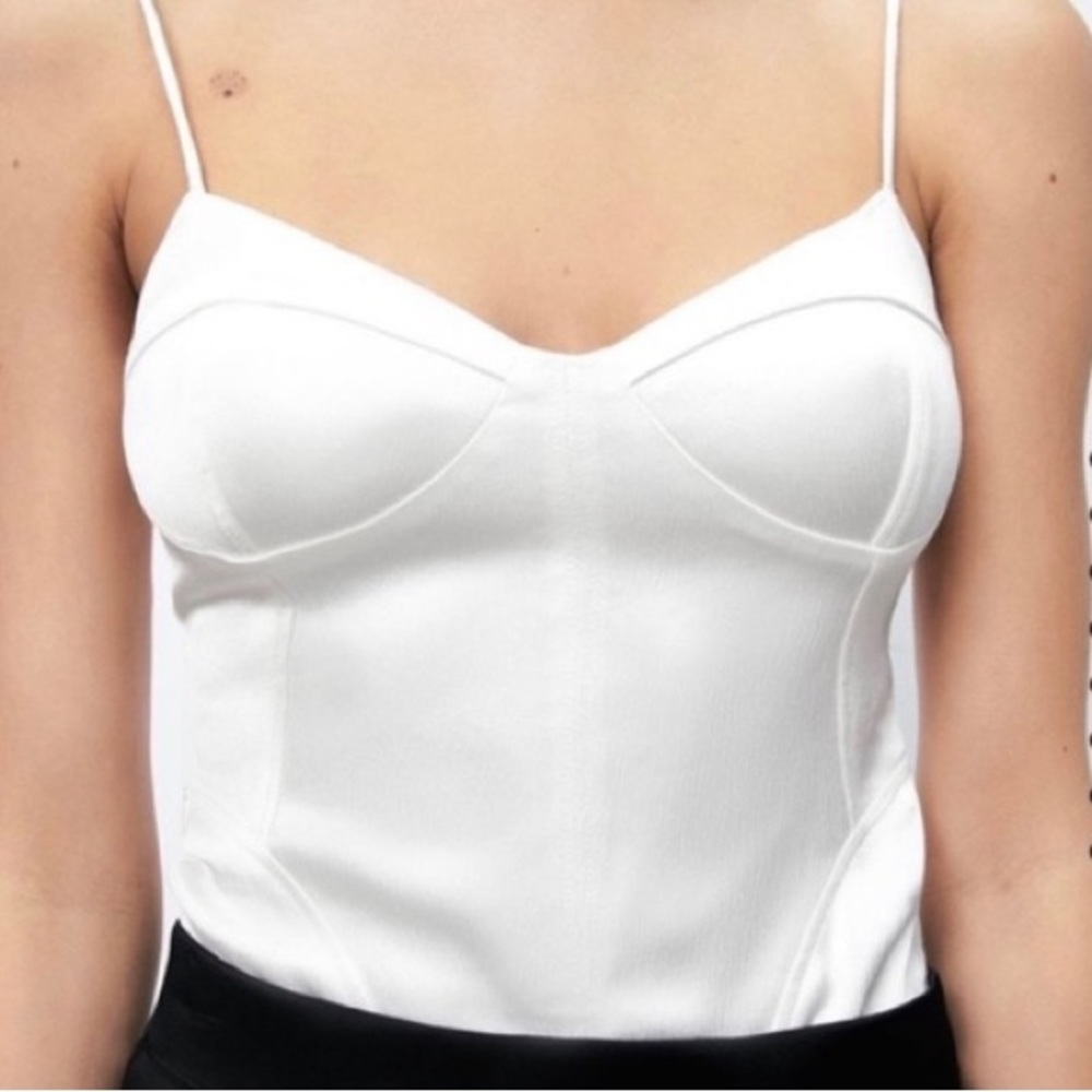 Zara white silky satin bodysuit